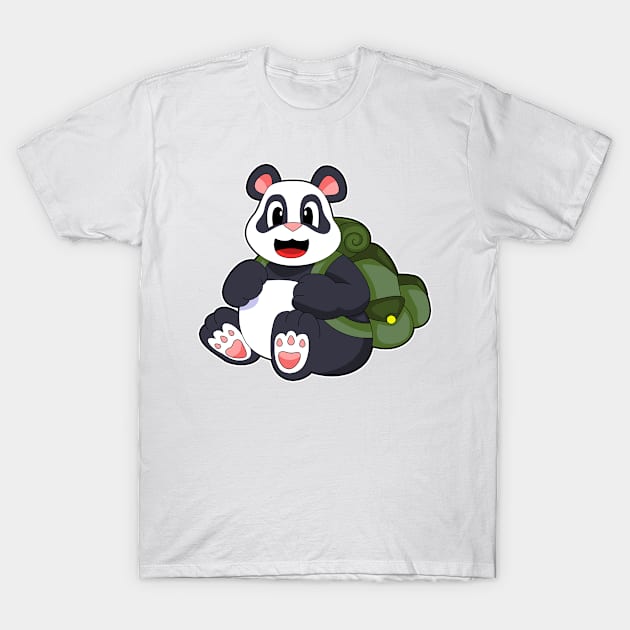 Panda as Hiker with Backpack T-Shirt by Markus Schnabel